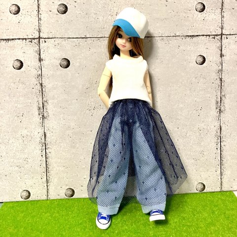 シアースカート(ドール服)リカちゃんブライスの洋服☆紺