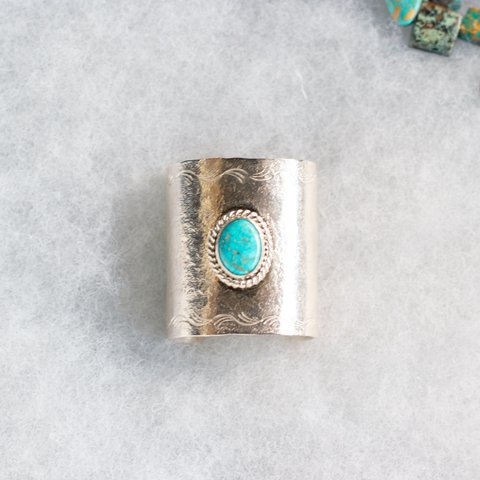 銀の髪飾り　ポニーフック　Natural Kingman Turquoise Ponytail Holder silver jewelry