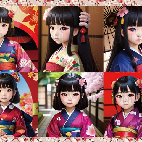 ONLY ONE ORIGINAL KIMONO LITTLE GIRL PANEL コラージュシート