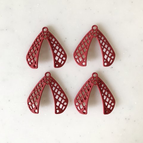 Matte Red Feather Shaped Pendant Tops