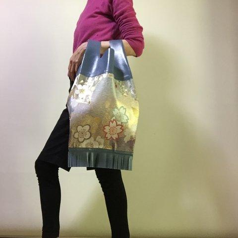 鱗文様帯レジバッグ風 | 着物リメイク | 帯リメイク | kimonoremake | ecobag