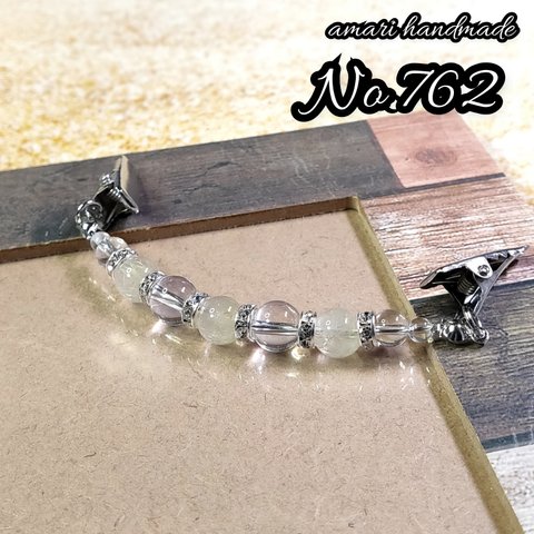 No.762◇天然石✩.*˚ルチルクォーツと水晶のストールクリップ