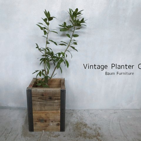 49[Old Planter Cover] 送料無料 プランターカバー 鉢カバー 古材 アイアン 植木鉢