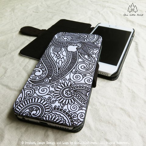 Henna Art + Apple　手帳型 iphone ケース [iPhone4/4s～iPhone8 , iPhone8 plus]★ boho ボーホー ボヘミアン