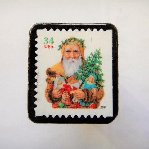 アメリカ 　クリスマス切手ブローチ440