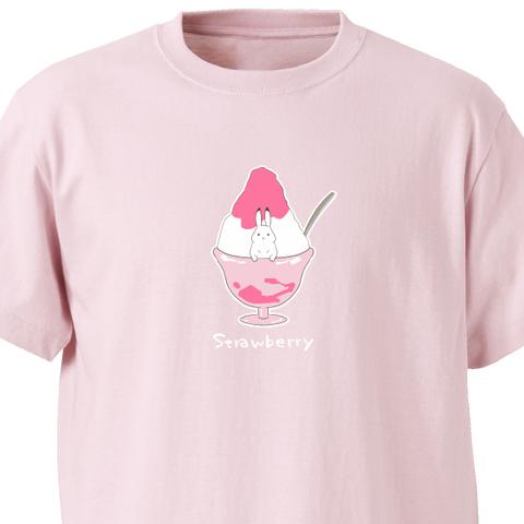 どうぶつかき氷（ストロベリー）【ライトピンク】ekot Tシャツ <イラスト：タカ（笹川ラメ子）>