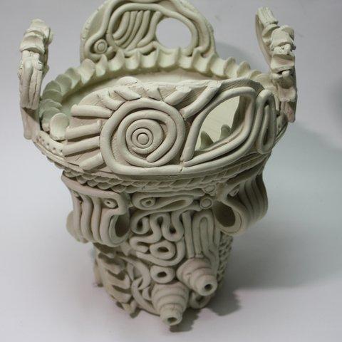 縄文土器型花器　オブジェ(縄文土器)　（L059）