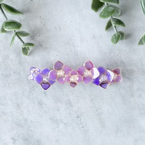 一枚だけ透ける紫陽花のヘアクリップ/バレッタ💠