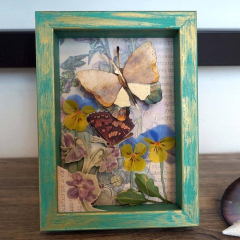 切り絵アート-Flower garden butterfly-