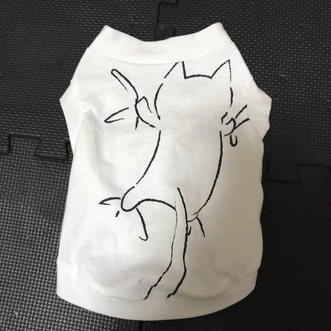 ハンドメイド 犬 洋服 猫 プリント 白 M 1点もの