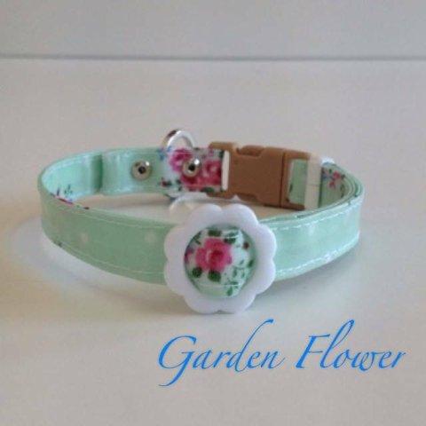 パピー用首輪　Garden Flower グリーン