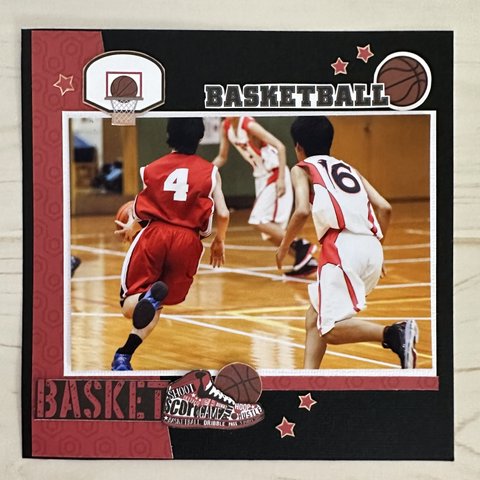 スクラップブッキング 6インチ  完成品  BASKETBALL 