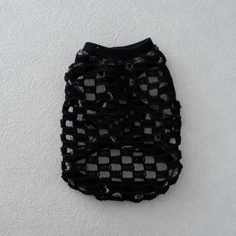 犬服  夏  タンクトップ  かぎ編み  シンプル  ブラック