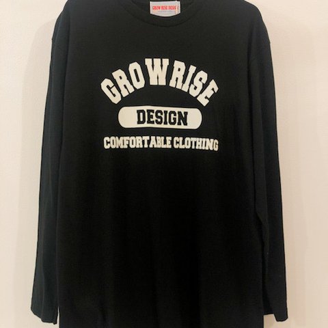 GROW RISE DESIGN　カレッジロゴ　ロングスリーブTシャツ（ブラック）