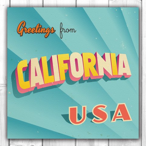 greetings from CALIFORNIA カリフォルニアノスタルジック　ファブリックアートパネル