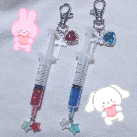 NEW❣ゆめかわ量産型注射器キーホルダー♡(Red)