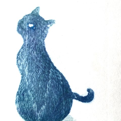 猫の小さな版画　額なし