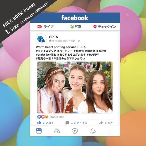 SNSパネル facebook フェイスブック風 フォトパネル Lサイズ