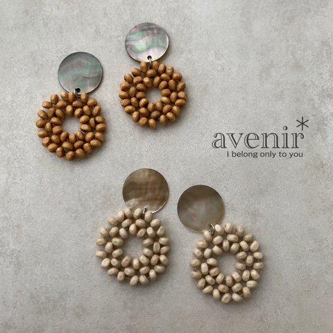 【155】shell plate × wood beads      …i