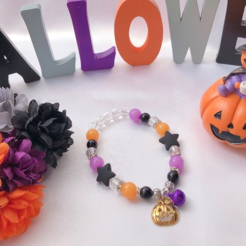 👻ハロウィン🎃ビーズのペットの首輪🧡💜🖤