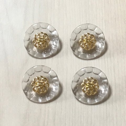 ○再販なし○ ●21㎜● CLEAR GOLD BUTTON CABOCHON PARTS