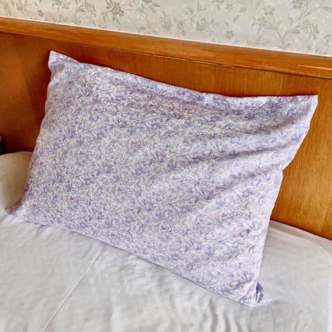 【涼感】楊柳枕カバー＊うす紫のチューリップ