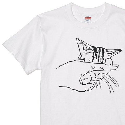 【とらねこ】 Tシャツ ホワイト猫柄 シルクスクリーン 綿100%