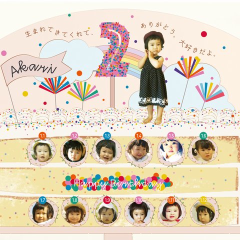 【人とは違う!】が好きな方へ_海外風ポップケーキのお誕生日記念ポスター女の子[POP_CAKE]【日本語メッセージ付き】