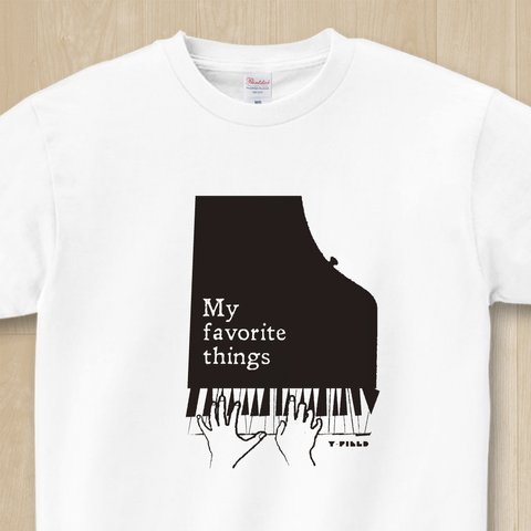 JAZZピアノ my favorite things【7.4oz 厚手生地 ホワイト Tシャツ メンズ レディース 手描き 】