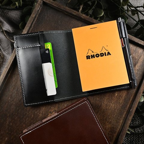 名入れ RHODIA メモ帳ケース カードケース 革 レザー 栃木レザー 名刺入れ ギフト プレゼント 記念日 本革