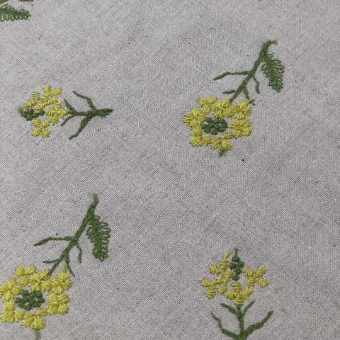 刺繍布＜おぼろ月夜＞綿麻キャンバス　生成30センチ