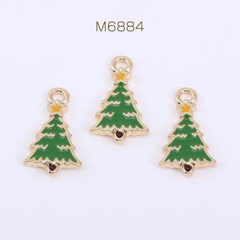 M6884  30個 クリスマスチャーム クリスマスツリー エポ付き 1カン 10×17mm ゴールド 3×【10ヶ】