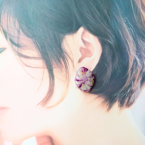 小さな宇宙_violet/金属アレルギー対応/サージカルステンレスピアス/アートピアス/一点物アクセサリー 27