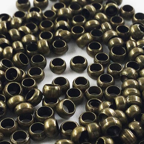 送料無料　つぶし玉　3mm　200個　金古美　アンティークゴールド　かしめ玉　カシメ玉　アクセサリー　パーツ　留め具　金具　（AP0608）