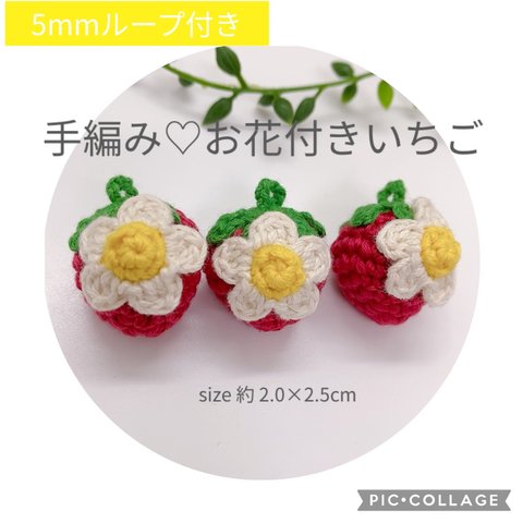 《5mmループ》お花付きいちご 3個セット