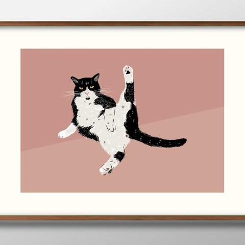 12058■ポスター　A3サイズ　『猫 CAT』　アート　イラスト　北欧　デザイン　上級マット紙