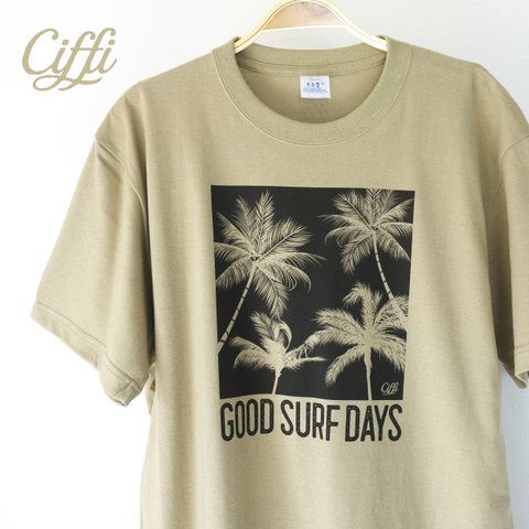 GOOD SURF DAYS サーフ Tシャツ お揃い サンドカーキ C03　