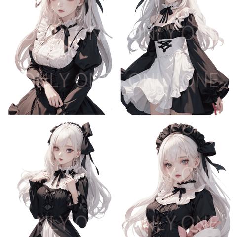 GOTHIC GIRL LOVERY BLACK　シールセット 4枚入り　シールシート ポストカードサイズ