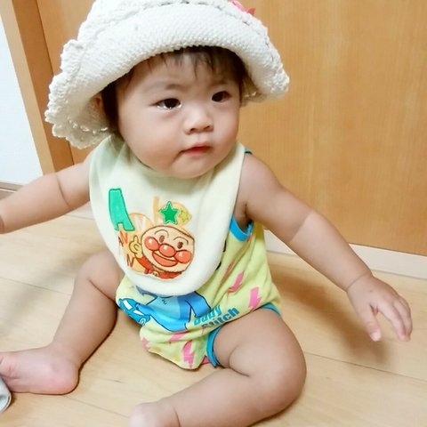 手編みの日よけ付ニット帽♡赤ちゃん～3才サイズ