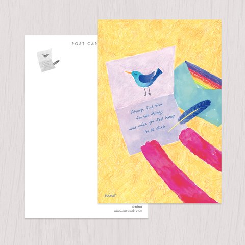 ポストカード2枚セット　赤い猫と青い鳥「ハルとソラ」No.2021-01