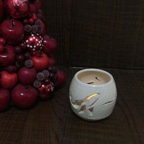 アロマキャンドルポット/茶香炉　（ザトウクジラC　プレゼント　クリスマス）