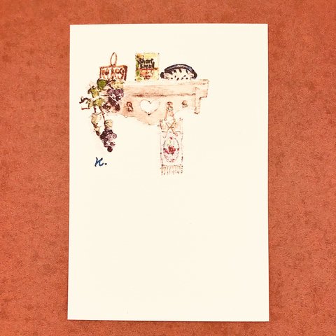 ５枚組「My  country  room（ナチュラル）」水彩イラストポストカード