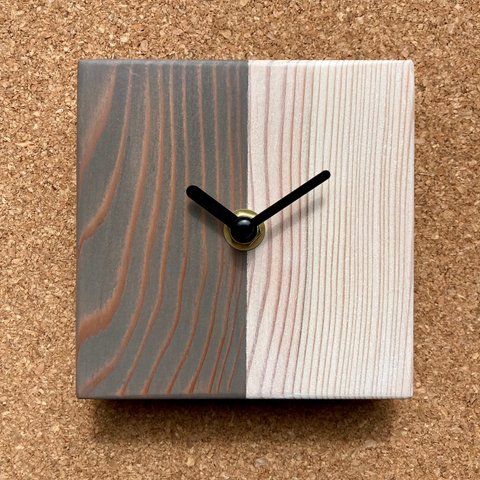 木製時計　壁掛け時計　おしゃれ　かっこいい　木製 ウッディ11ハーフ&ハーフ（チャコールグレイ&ホワイト）