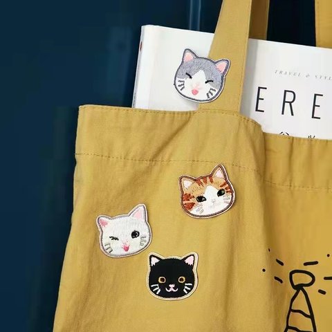 【4枚】猫ちゃん 刺繍ワッペン アップリケ 多目的の装飾 