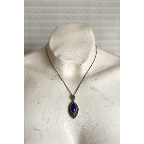 Vintage 70〜80s USA silver 925 lapis lazuli marcasite necklace アメリカ ヴィンテージ シルバー　ラピスラズリ マーカサイトネックレス