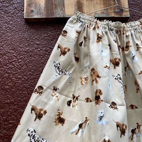 犬スカート　イヌ　いぬ　ギャザースカート　アメリカンコッパースパニエル ウェスティ ワイアーフォックステリア キャバリア　