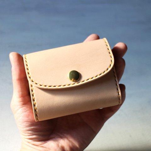 【受注生産品】小さい三つ折り財布 ～栃木ヌメ～