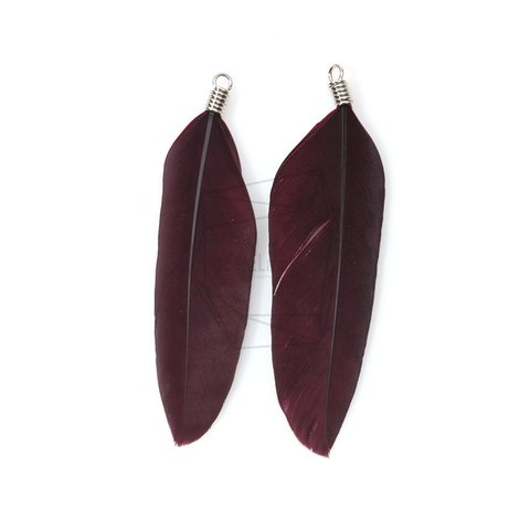 BSC-020-G【5個入り】ダックフェザーチャーム,Wine Color Duck Feather Charm