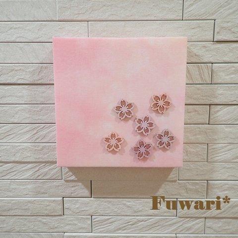 【15×15cm】軽量ファブリックパネル_桜（木製パーツ）4