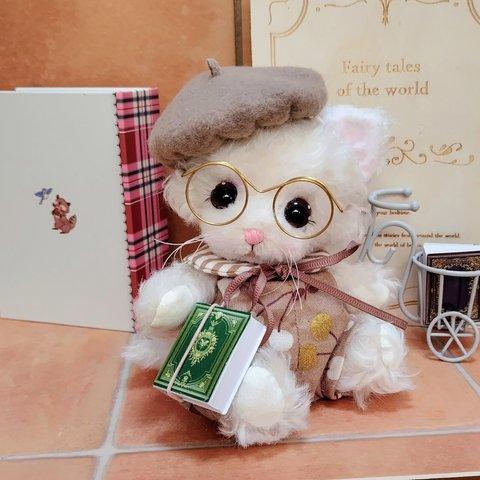 仔猫 テディベア「 読書の秋」ぬいぐるみ choco*bear   